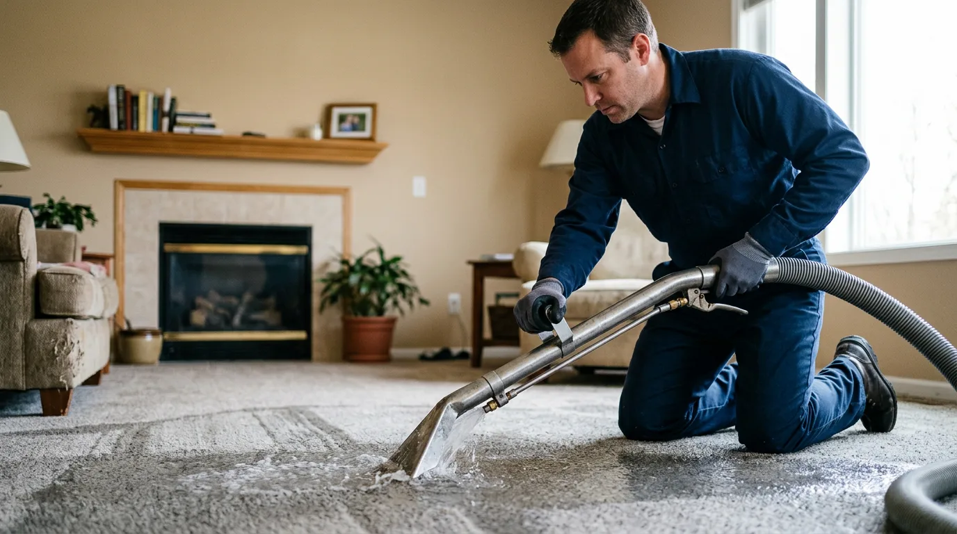 Water damage restoration technician working near Oceanport, NJ